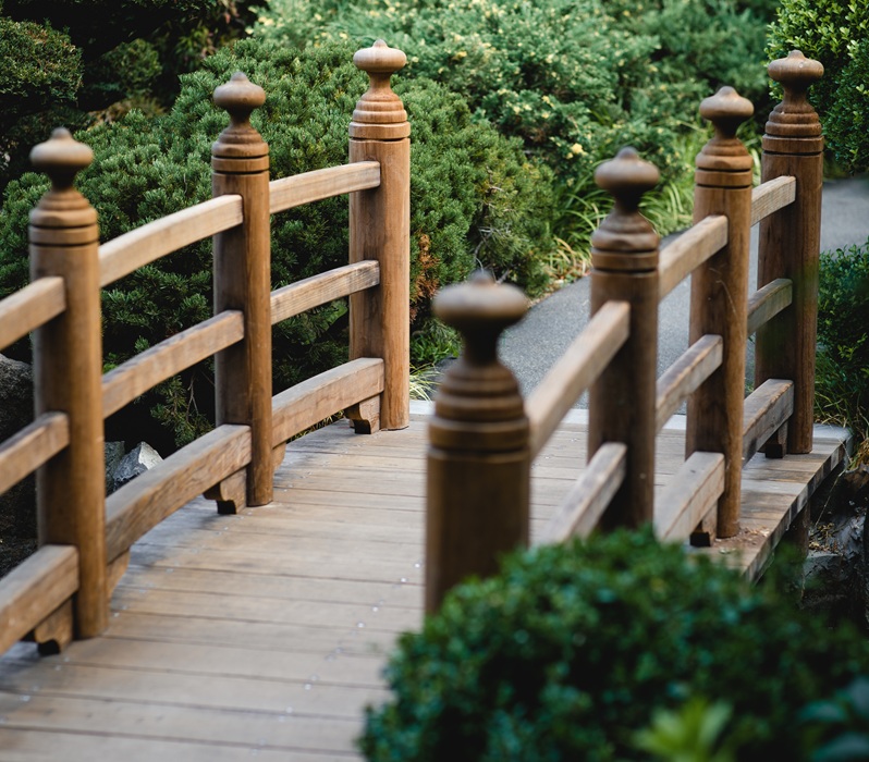 brown wooden bridge photograph